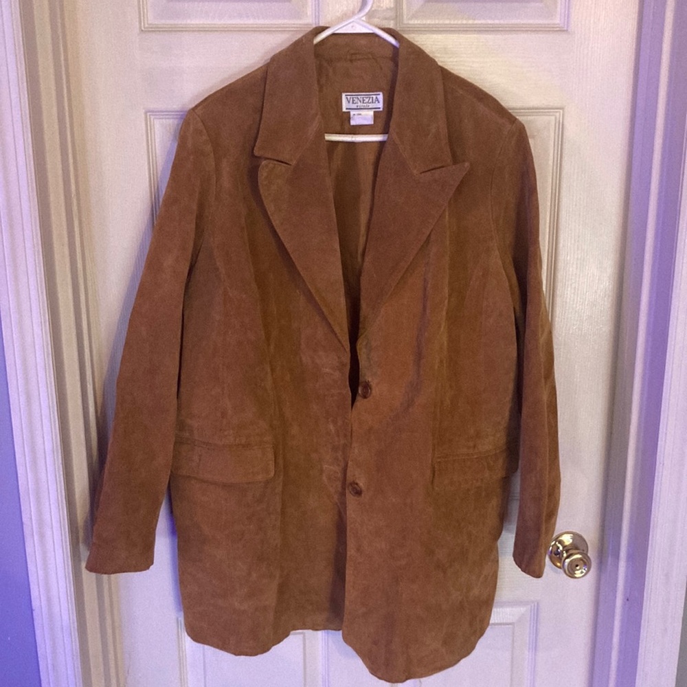 VENEZIA Khaki Leather Mens Mid length Trench Coat